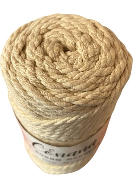 3 Büküm 4mm Makrome ipi (250GR-45M) Pamuk (1 Adet) Ekru