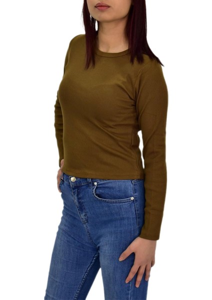 Kadın Uzun Kol Fitilli Body Tişört BGL-ST04231