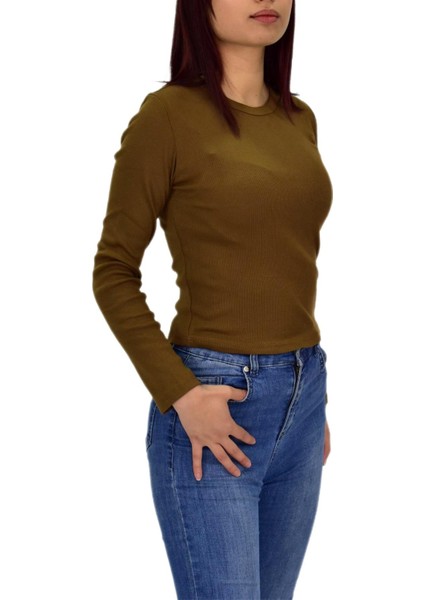 Kadın Uzun Kol Fitilli Body Tişört BGL-ST04231