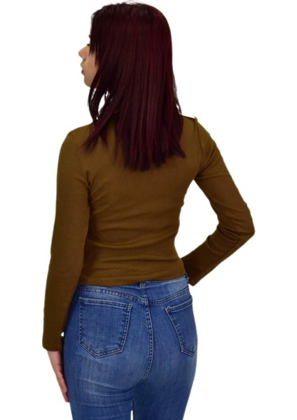 Kadın Uzun Kol Fitilli Body Tişört BGL-ST04231