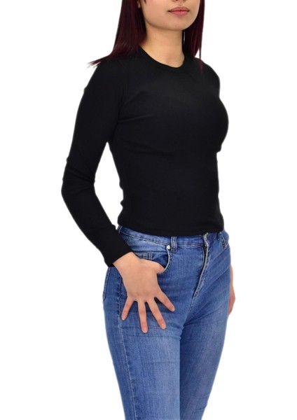 Kadın Uzun Kol Fitilli Body Tişört BGL-ST04231