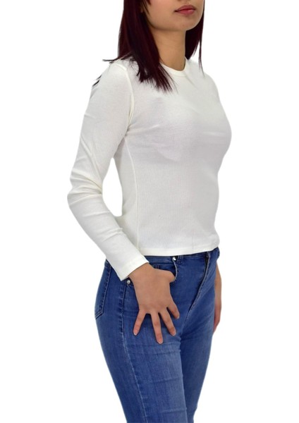 Kadın Uzun Kol Fitilli Body Tişört BGL-ST04231