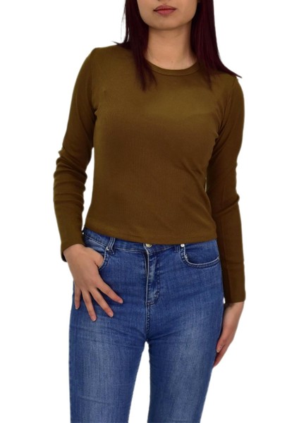 Kadın Uzun Kol Fitilli Body Tişört BGL-ST04231