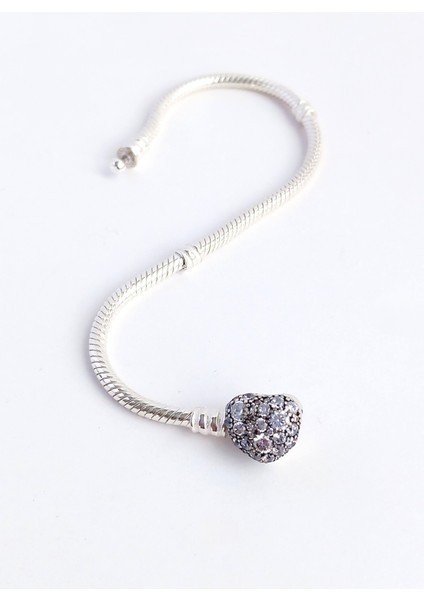 Gümüş P.ndora Pave Kalp Klips Tasarım Charm Taşıyıcı Kadın Bileklik Doğum Günü Hediye modelleri