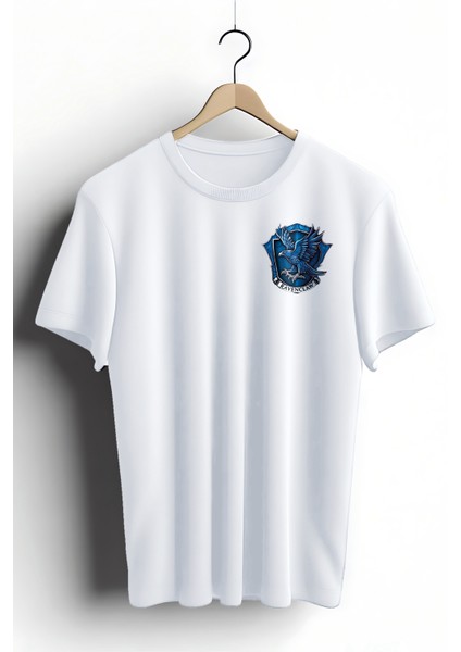 Unisex T-Shirt, Ravenclaw Tasarım Baskılı,Regular, Pamuk, Beyaz T-Shirt No: 00528