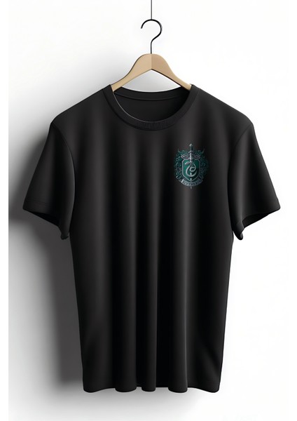 Unisex T-Shirt, Slytherin Tasarım Baskılı,Regular, Pamuk, Siyah T-Shirt No: 00529