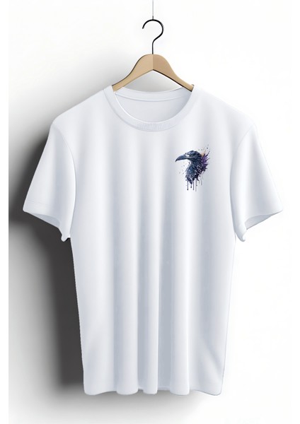 Unisex T-Shirt, Animals, Karga Tasarım Baskılı, Regular, Beyaz T-Shirt NO:00341
