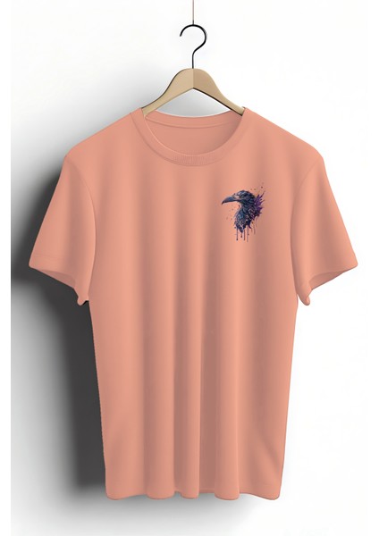 Unisex T-Shirt, Animals, Karga Tasarım Baskılı, Regular, Somon T-Shirt NO:00341