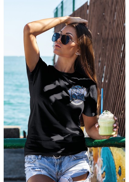 Unisex T-Shirt, Ravenclaw Tasarım Baskılı,oversize, Pamuk, Siyah T-Shirt No: 00528