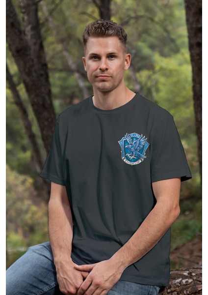 Unisex T-Shirt, Ravenclaw Tasarım Baskılı,oversize, Pamuk, Siyah T-Shirt No: 00528