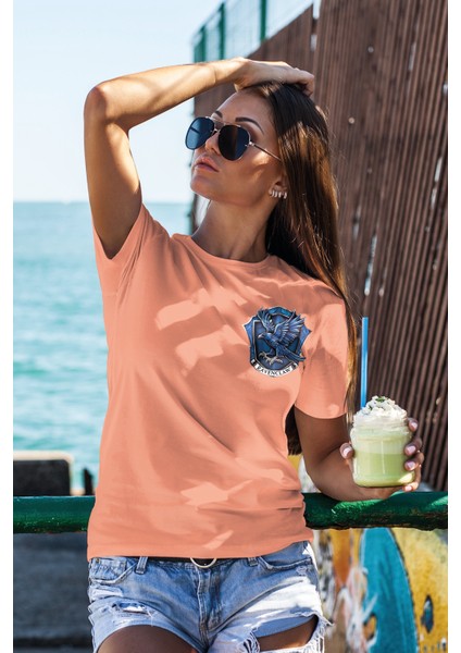 Unisex T-Shirt, Ravenclaw Tasarım Baskılı,oversize, Pamuk,somon T-Shirt No: 00528