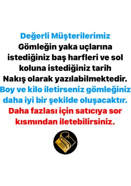 Kişiye Özel Dikim Damatlık Ata Yaka Isimli Nakışlı Erkek Gömlek indirimleri