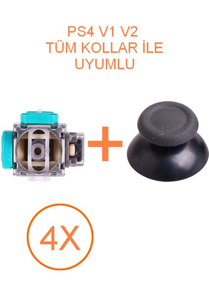 4 Adet Ps4 Analog Motoru + Topuz Başlık Set