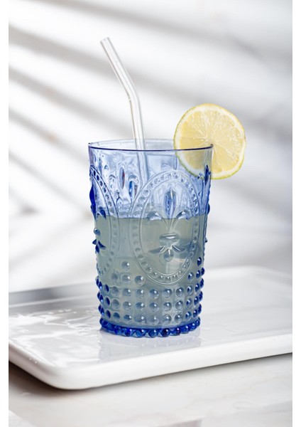 Akrilik Mavi Tekli Kısa Bardak & Su Meşrubat Kahve Yanı Bardağı 400 ml ( Cam Değildir )