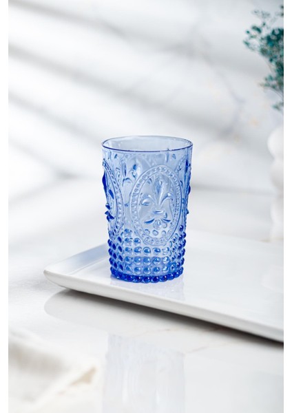 Akrilik Mavi Tekli Kısa Bardak & Su Meşrubat Kahve Yanı Bardağı 400 ml ( Cam Değildir )