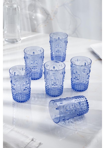 Akrilik Mavi Tekli Kısa Bardak & Su Meşrubat Kahve Yanı Bardağı 400 ml ( Cam Değildir )