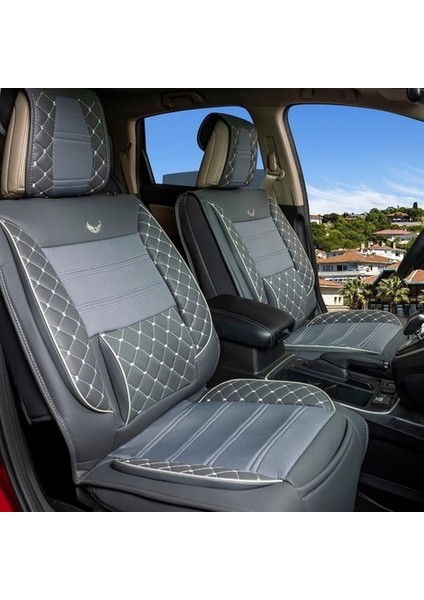 Infiniti Fx-35 Uyumlu Yarı Deri Oto Koltuk Kılıfı Ön/arka 5'li Set Prime Füme