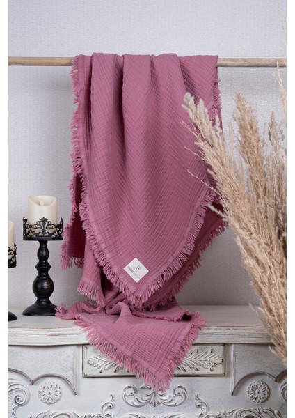 4 Katlı Muslin Battaniye Gül Kurusu %100 Pamuk I Güvenilir I Şık I Kullanışlı 110X120