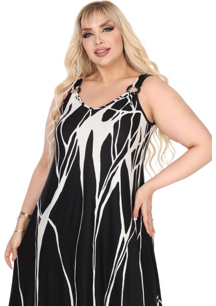 Butik Askılı V Yaka Toka Detaylı Beyaz Lav Desen Elbise modelleri