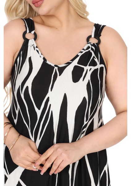 Butik Askılı V Yaka Toka Detaylı Beyaz Lav Desen Elbise indirimleri