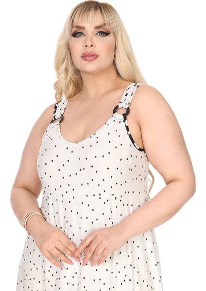 Butik Askılı V Yaka Beyaz Puanlı Eteği Leopar Desen Elbise fırsatları