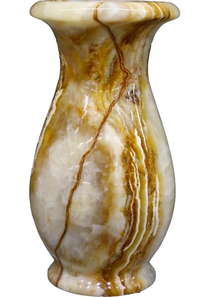 Doğal Oniks Taş Lale Vazo – Şık ve Dekoratif El Işçiliği