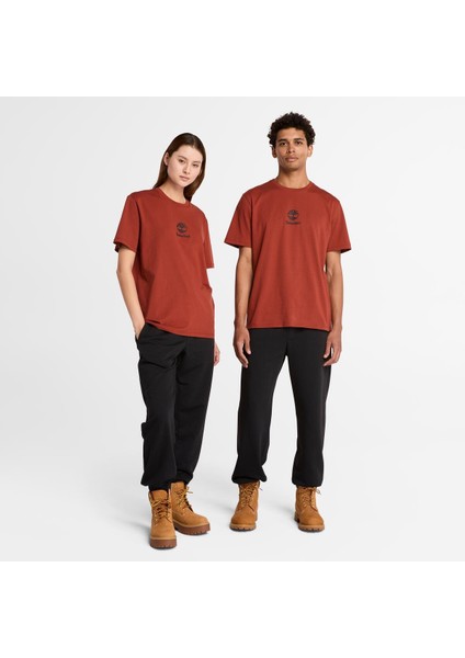 Print Stack Logo Short Sleeve Tee Erkek Kahverengi Tshirt TB0A6WWTEOD1