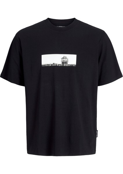 Jack Jones Jcopacer Photo Brandıng Tee Ss Crew Neck Erkek Siyah Tshirt 12273775-02