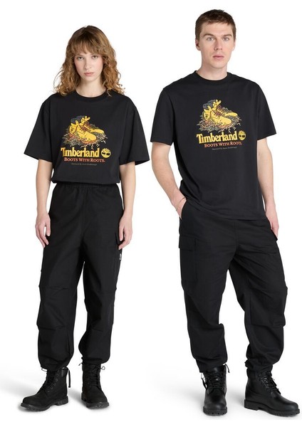 Front Boot Graphic Tee Erkek Siyah Tshirt TB0A6DJ10011