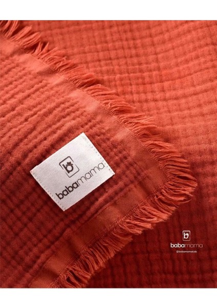 4 Katlı Muslin Battaniye Kiremit %100 Pamuk I Güvenilir I Şık I Kullanışlı 110X120