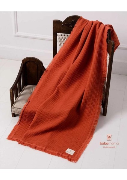 4 Katlı Muslin Battaniye Kiremit %100 Pamuk I Güvenilir I Şık I Kullanışlı 110X120