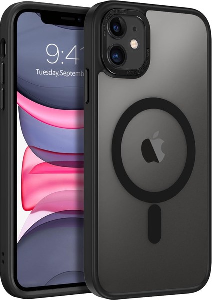 Iphone 11 Uyumlu Kılıf Magsafe Şarj Destekli Kamera Korumalı Buzlu Transparan Renkli Slikon Kapak