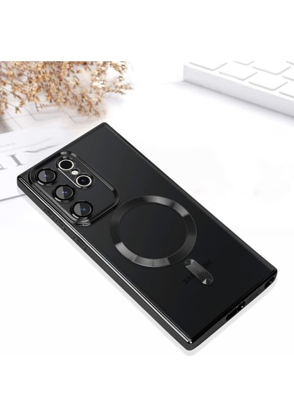 Galaxy S25 Uyumlu Kılıf Kamera Korumalı Magsafe Kablosuz Şarj Özellikli Krom Arka Yüzeyli Kapak