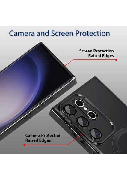 Galaxy S25 Uyumlu Kılıf Kamera Korumalı Magsafe Kablosuz Şarj Özellikli Krom Arka Yüzeyli Kapak modelleri