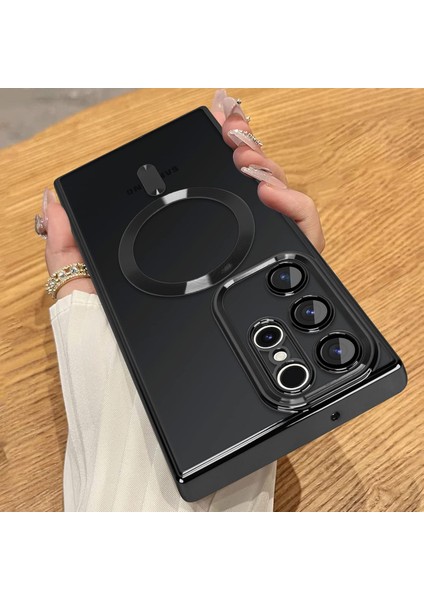 Galaxy S25 Uyumlu Kılıf Kamera Korumalı Magsafe Kablosuz Şarj Özellikli Krom Arka Yüzeyli Kapak indirimleri