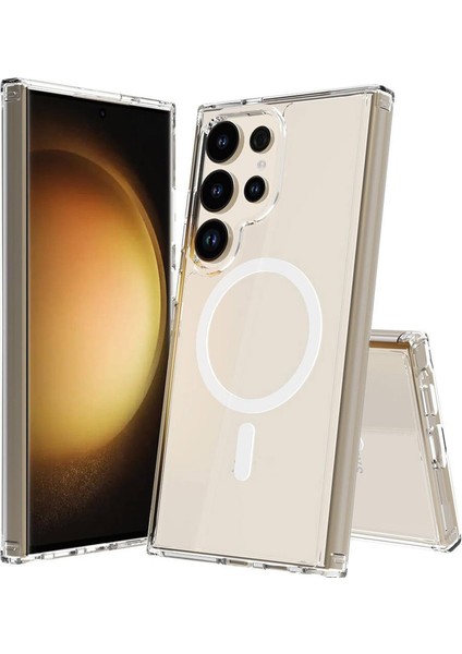 Samsung Galaxy S25 Ultra Uyumlu Kılıf Kamera Korumalı Magsafe Sarj Özellikli Kemik Kapak