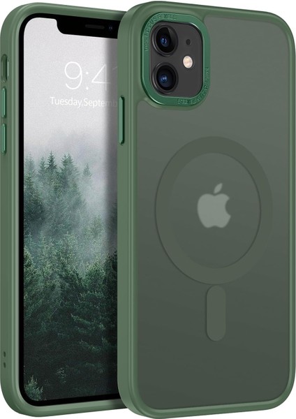 Iphone 11 Uyumlu Kılıf Magsafe Şarj Destekli Kamera Korumalı Buzlu Transparan Renkli Slikon Kapak