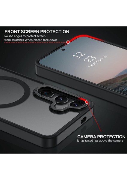 Galaxy S25 Plus Uyumlu Kılıf Kamera Korumalı Magsafe Kablosuz Şarj Özellikli Mat Arka Yüzeyli Kapak