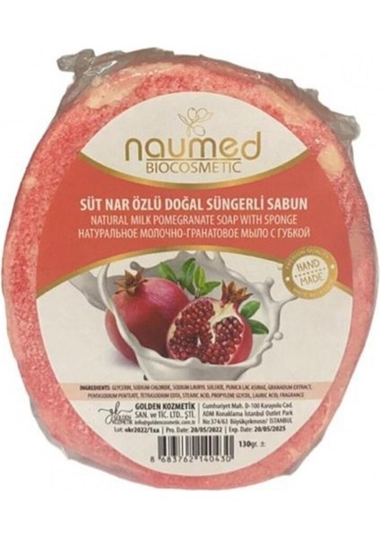 Süt Nar Özlü Doğal Süngerli Sabun 130 gr