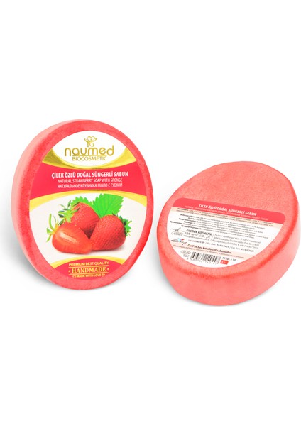 Süt Çilek Özlü Doğal Süngerli Sabun 130 gr