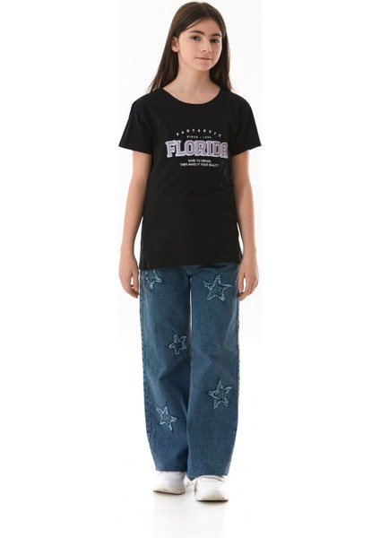 %100 Pamuk Florida Yazı Baskılı Kız Çocuk Tişört fiyatları
