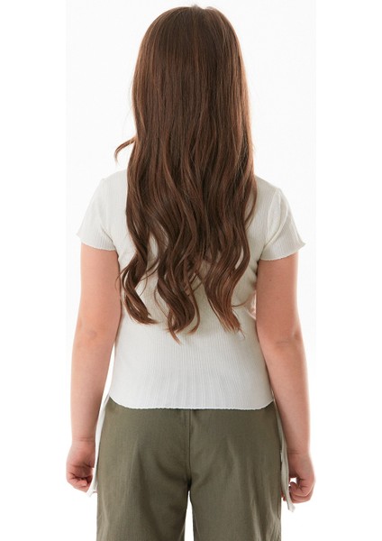 Yazı Baskılı Yanları Büzgülü Kız Çocuk Tişört fırsatları