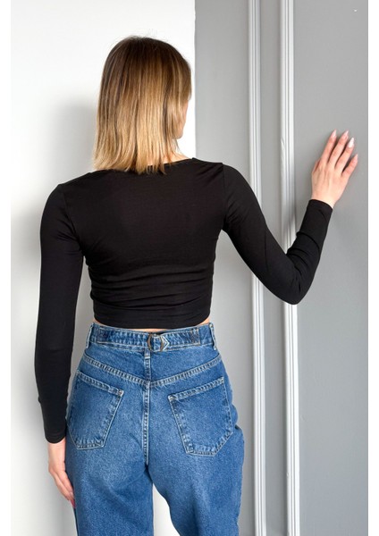 Kadın Kare Yaka Uzun Kol Bluz 21650 modelleri