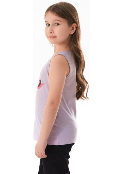 %100 Pamuk Flamingo Baskılı Kolsuz Kız Çocuk Tişört modelleri