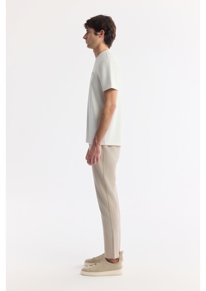 Erkek Ekru Bisiklet Yaka Reflektörlü Bi Stretch Interlok T-shirt A51y1037