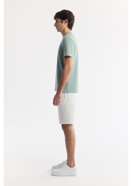 Erkek Mint Yeşil Bisiklet Yaka Reflektörlü Bi Stretch Interlok T-shirt A51y1037