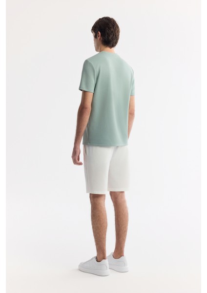 Erkek Mint Yeşil Bisiklet Yaka Reflektörlü Bi Stretch Interlok T-shirt A51y1037