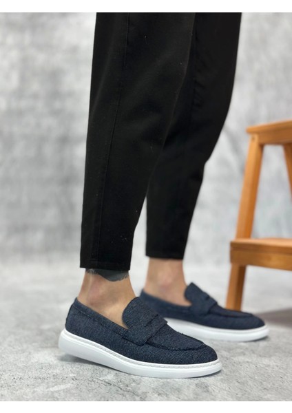 BA0355 Bağcıksız Keten Lacivert Klasik Corcik Erkek Ayakkabı fiyatları