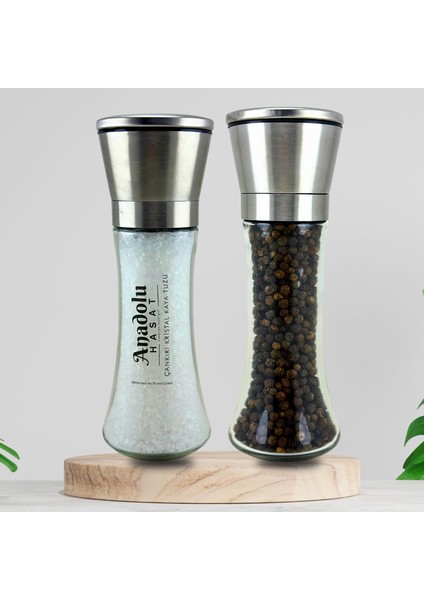 2'li Metal Kapaklı Seramik Cam Değirmen Öğütücü 235GR