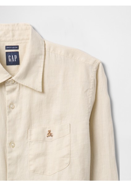 Erkek Bej %100 Keten Gömlek modelleri